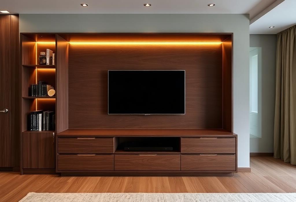 Walnut Veneer — TV Unit & Media Console | Best veneer shops in Vijayawada